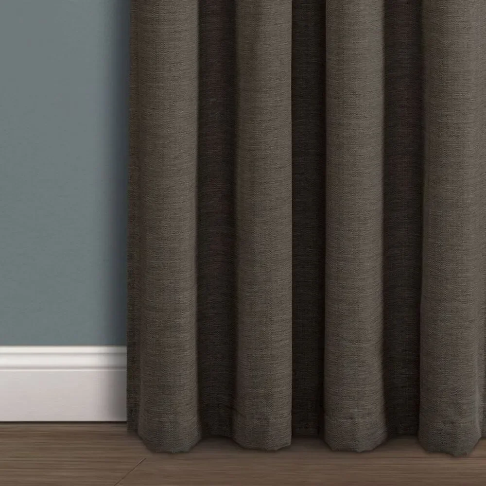 Faux Linen Absolute Blackout Grommet Top Single Curtain Panel Charcoal 84x52